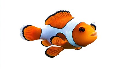 Vibrant Clownfish Swimming in Isolated Background