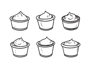 Elegant Vector Line Art of Milk Pudding Illustration