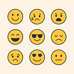 vector emoji line icons set