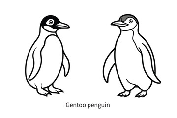 Naklejka premium gentoo penguin simple line illustration