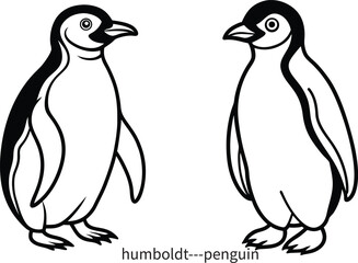Naklejka premium humboldt penguin minimal line art design