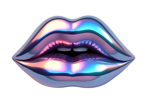 Holographic Lips: Iridescent Lip Art transparent background - Powered by Adobe