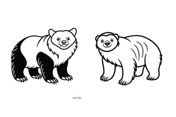 Sloth bear clean line sketch
