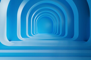 Obraz premium Abstract Blue Archway Tunnel