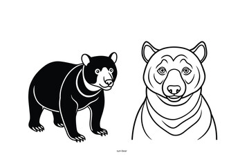 Sun Bear minimalist line art