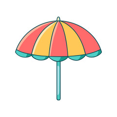 Colorful beach umbrella on white background