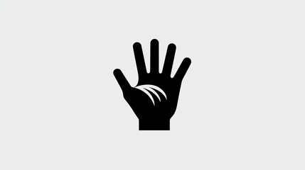 Obraz premium A simple black and white logo of an open hand with fingers spread out, in a vector style