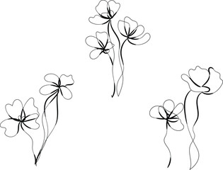 Three Elegant Minimalist Line Art Flower Designs