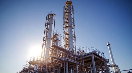 Industrial Plant Complex Under Clear Blue Sky