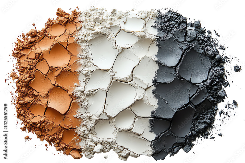 Aufkleber Colorful powders arranged in a visually appealing pattern on a white isolated background.