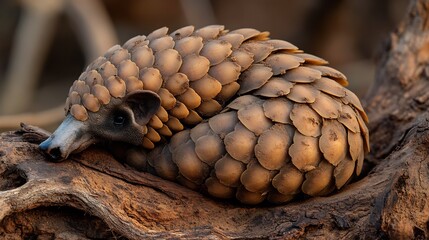 A rare species encounter featuring an elusive pangolin curled into a defensive ball