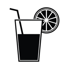 A glass of Lemon Juice silhouette vector art