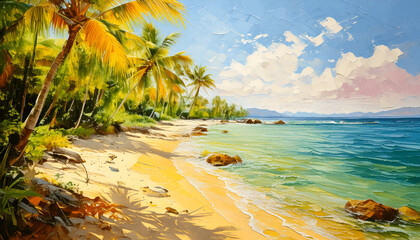 Frame TV Art Beautifull White Beaches With White Sand and Coconut Trees Tv Wallpaper