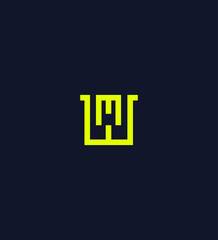Abstract Yellow Letter MW Logo Design, Modern, Minimalist, Geometric