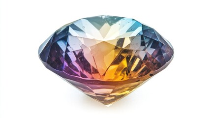 Multi-colored gemstone, brilliant cut, showcasing vibrant hues