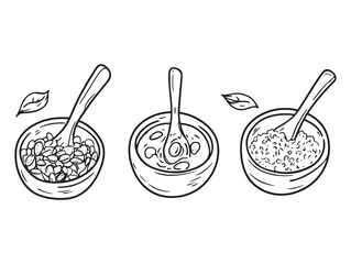 healthy muesli breakfast with oats and fruits in vector