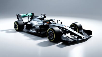 Sleek Silver Formula 1 Race Car on Studio Background