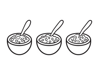 simple muesli bowl with fresh fruits and nuts in line art