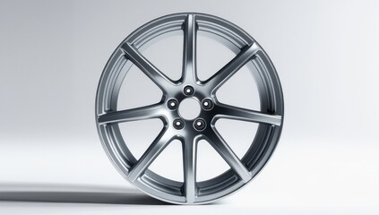 Obraz premium Sleek Silver Alloy Wheel Modern Automotive Design Element