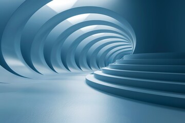 Abstract 3D Curved Tunnel With Circular Stairs