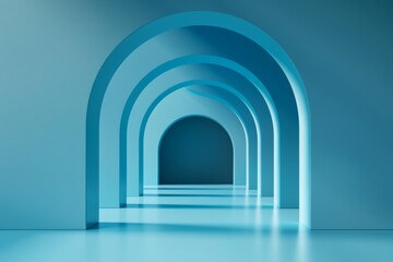 Fototapeta premium Abstract Blue Archway Hallway