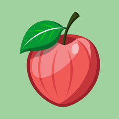 red apple with leaf