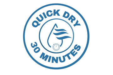 Quick dry stamp vector, 30 minutes, Quick dry label, stamp, design, logo, icon, illustration, Vector water, dryer for advertising, marketing and promotion concept on transparent background 