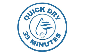 Quick dry stamp vector, 35 minutes, Quick dry label, stamp, design, logo, icon, illustration, Vector water, dryer for advertising, marketing and promotion concept on transparent background 