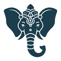 Obraz premium Geometric Ganesha Vector Illustration modern Ganesha – The elephant-headed god in a symmetrical, geometric style with large ears and trunk