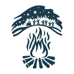 Fête de la Saint-Jean (Summer Solstice) – Bonfire flames in a circle