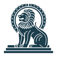 Stylized Lion Vector Illustration, Buddha's Throne Lion (Buddha’s Throne) – Stylized seated lion in profile