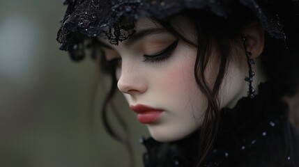 Fototapeta premium Portrait of a pale woman in gothic style