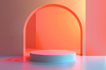 Minimalist Pastel Podium with an Archway