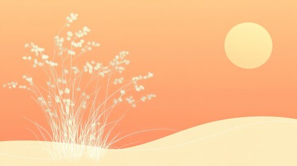 Pastel Desert Sunset with Grass