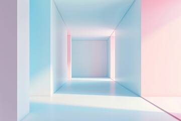 Minimalist Room with Soft Blue and Pink Hues