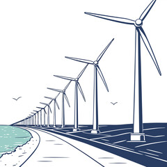 vast-offshore-windmill vector image on white background 