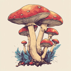 fly agaric mushroom illustration