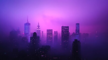 Fototapeta premium New York City Skyline at Dusk in Purple Haze