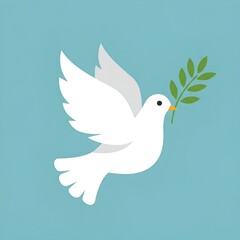 Fototapeta premium White Dove of Peace Carrying Olive Branch Symbol of Hope and Tranquility