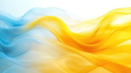 Obraz premium Abstract Blue and Yellow Fabric Waves: A Serene Visual Symphony