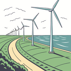 vast-offshore-windmill vector image on white background 