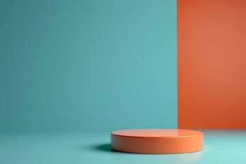 Orange Platform on a Blue and Red Background