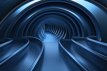 Abstract Blue Tunnel of Arched Shapes