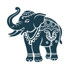 EPS Vector Elephant (Ganesha-Airavata) – Trunk-up symbol of strength/mindfulness