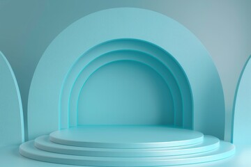 Abstract Minimalist Blue Background with Platform