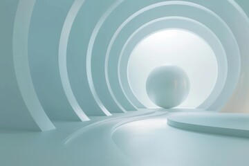 Abstract Minimalist Interior Design with a Sphere