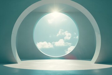 Circular Window with Sun Rays