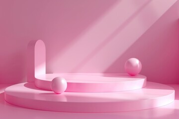 Pink Minimalist Product Display with Light