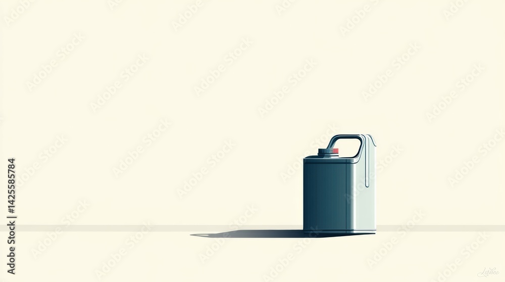 Poster Minimalist Representation of a Gasoline Can With Flat Shadow on a Clean Surface