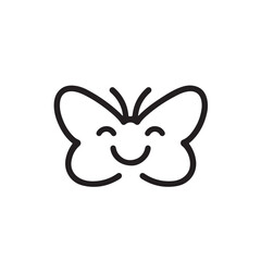 Black and White Butterfly Illustration on Plain Background